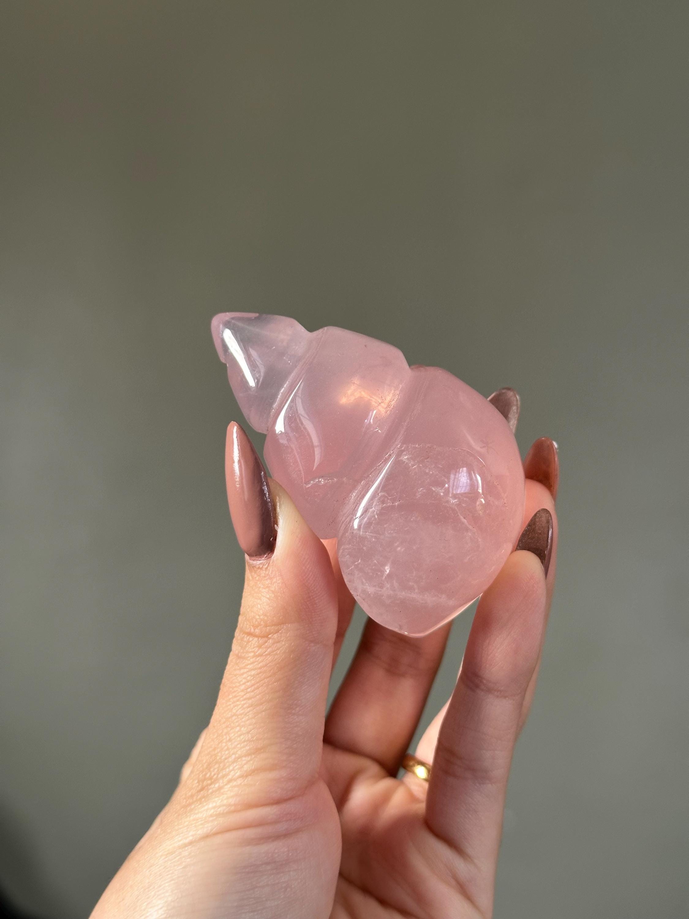 美しいローズクォーツの貝殻彫刻 - Etsy 日本