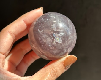 レインボーライトスモーキークォーツスフィア 約86mm 大玉！水晶