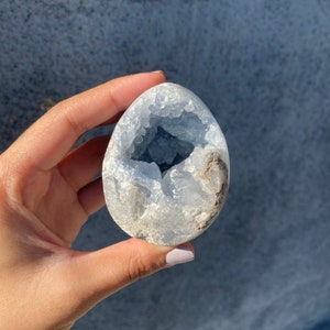 Beautiful Small Celestite Cluster Egg Carving