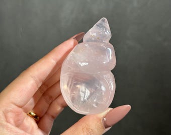 セール　ローズクォーツ　貝殻型 2インチ天然ローズクォーツ貝殻彫刻、クォーツクリスタルシェル