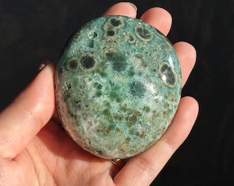 Piedra de palma de jaspe verde del océano