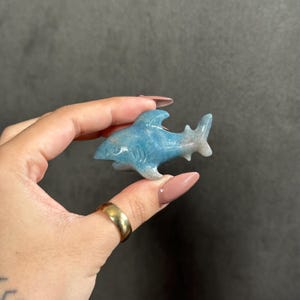 Trolleite Shark Carving! Unique Crystal Carving - Shark Lover - Blue Crystal