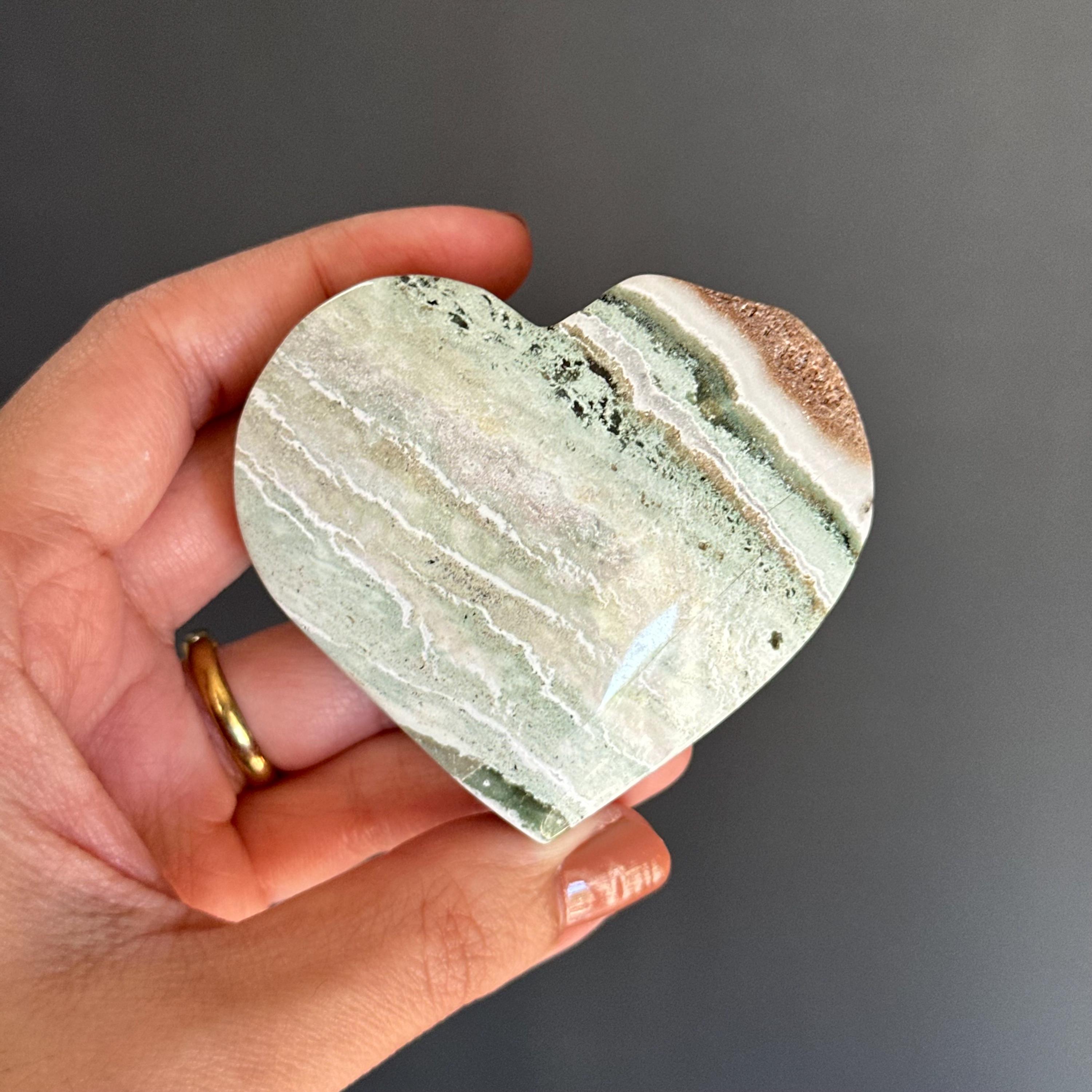 Sea Foam Green Jasper Heart Carving - Ocean Like Patterns - Etsy