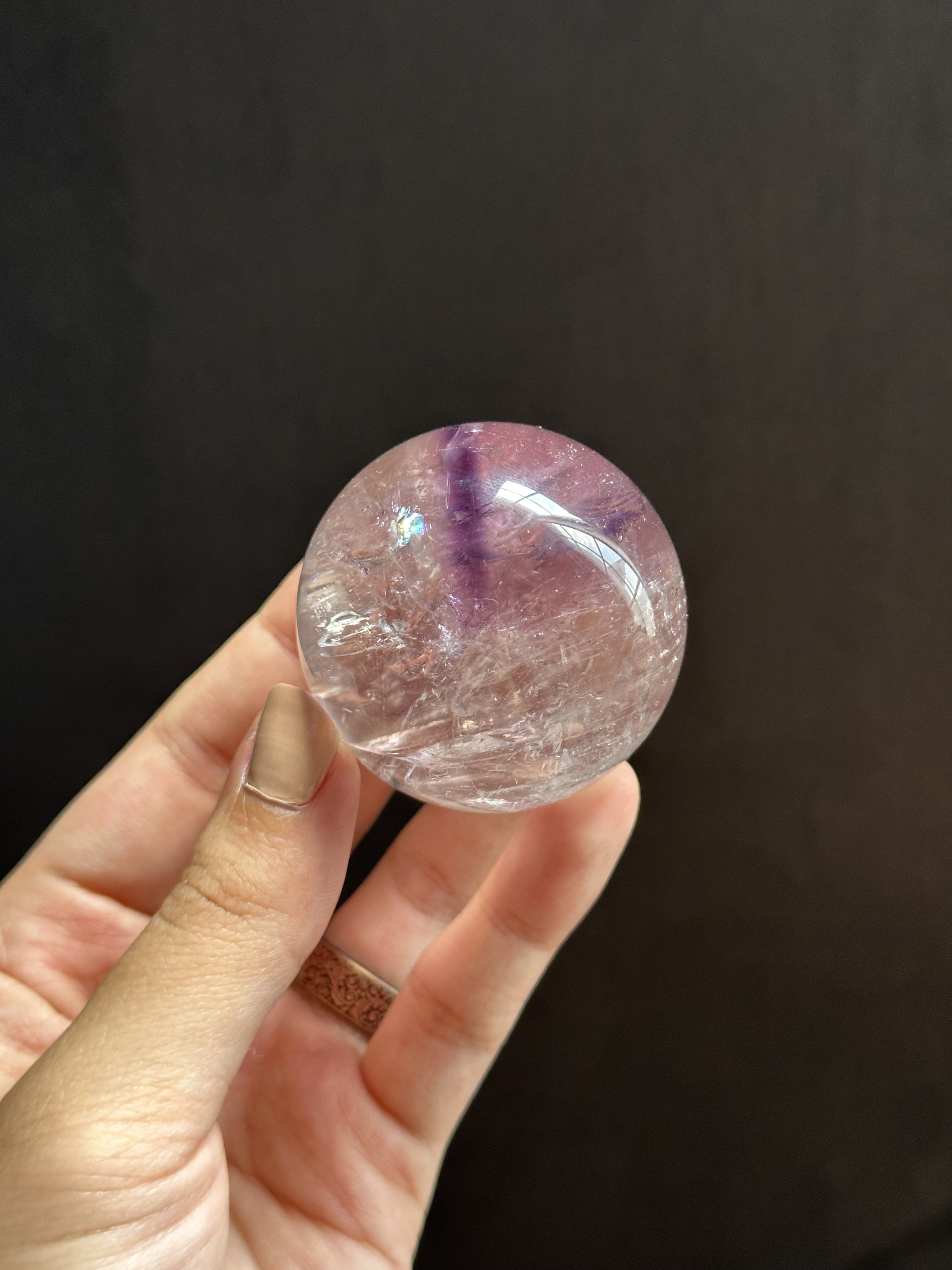 レインボーインクルージョンアメジストスフィア - Etsy 日本