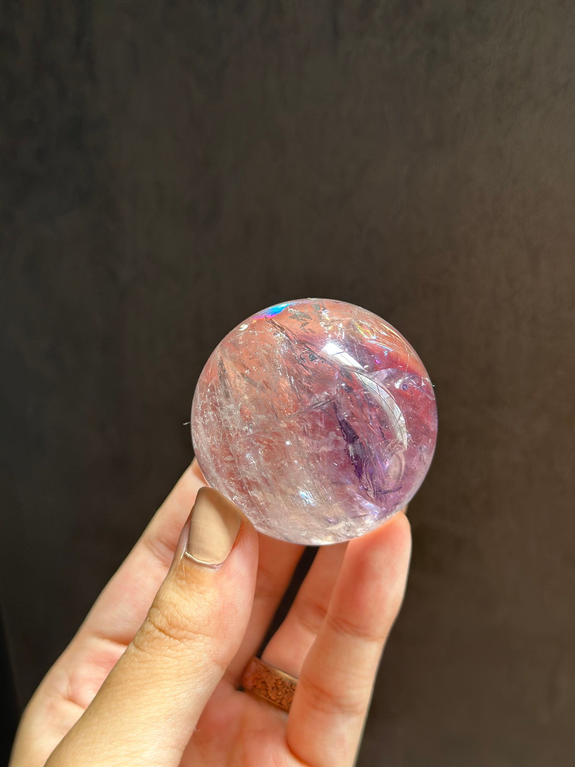 レインボーインクルージョンアメジストスフィア - Etsy 日本