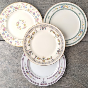 Vintage Dessert Plates Mismatched China Set of 4, Boho Wedding China Dessert Plates, Shabby Chic Bridal Shower Luncheon, Cottage Wall Plates
