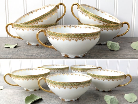 Vintage Empire Wreath Gold and Green Tea Set by CH Field Haviland