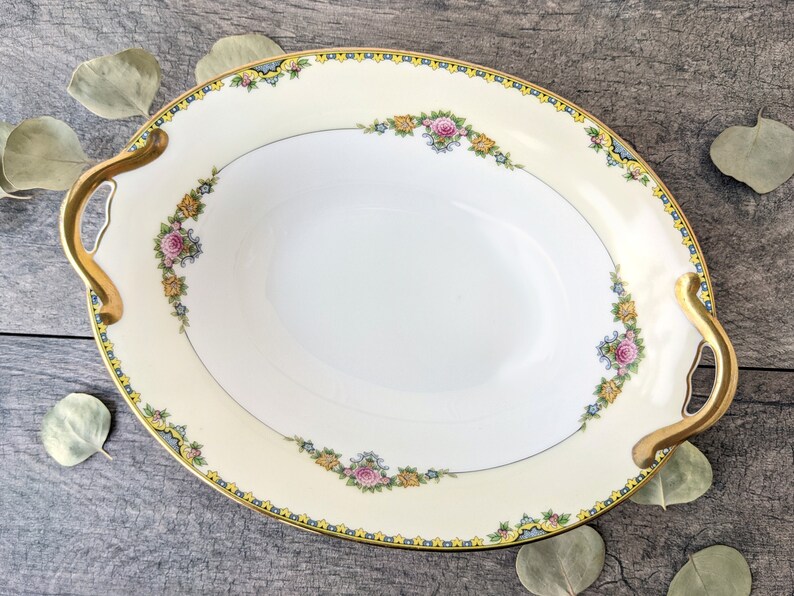 Vintage Noritake Severy Oval Serving Bowl With Handles, Elegant China