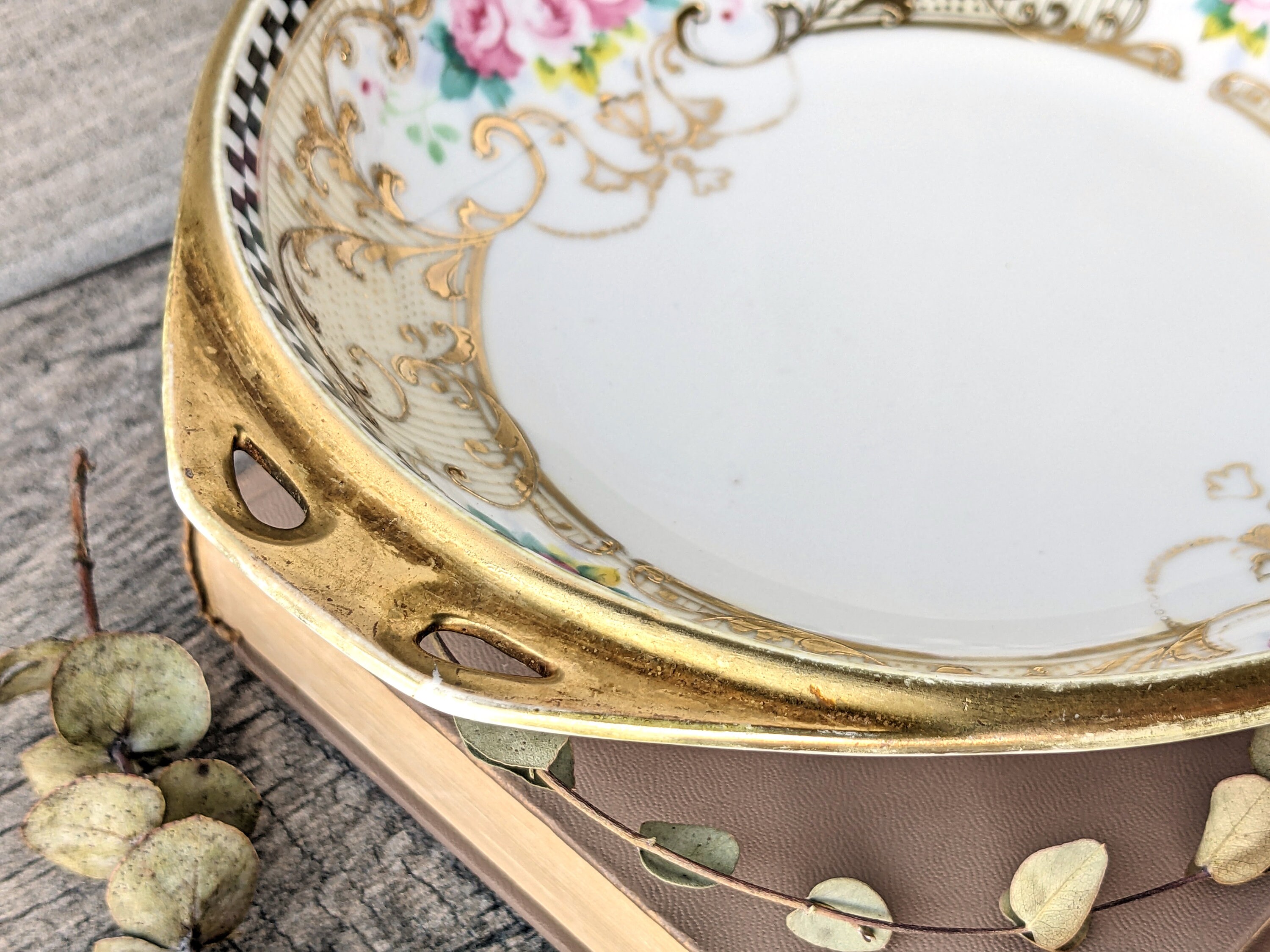 Vintage Hand Painted Nippon Bowl With Black and White