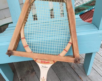 Wilson Jack Kramer Autograph Wooden Tennis Racket w Wood Head Press, 4 1/2 Grip Size, 1970s Country Club Aesthetic Gallery Wall Art Decor,