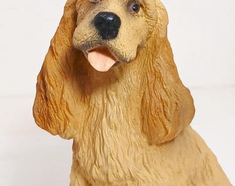 1993 UNIVERSAL STATUARY Vintage Cocker Spaniel Figurine - Glass Eyes - #5916 - Vintage Collectible Marked Realistic Cocker Spaniel