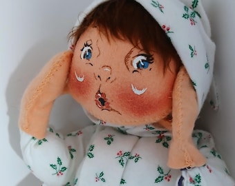Annalee Baby Doll, 1990s Holly Pajamas, 15" Collectible