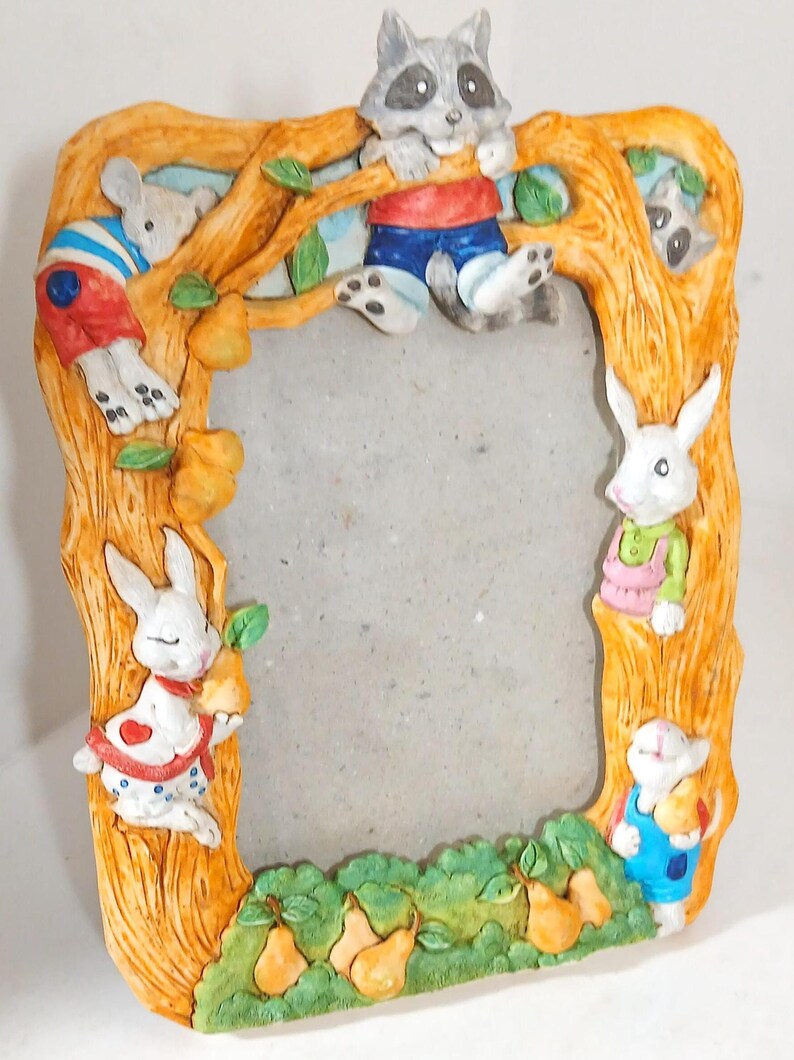 Pruning Frame Rabbit WOODLAND FOREST ANIMALS Vintage 3-D Photo Frame, Bunnies, Raccoon ...