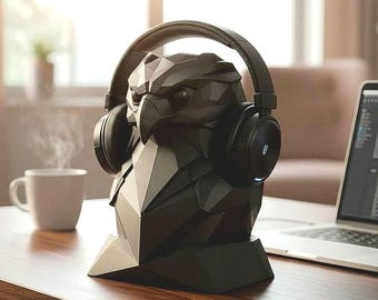 Eagle Headphone Stand, Geometric Black Desk Holder