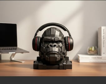 Headphone Stand Gorilla, Gaming Desk Decor