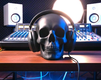 Skull Headphone Stand - Gothic Horror Desk Decor