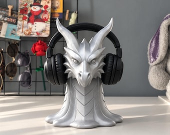 Kopfhörerständer in Drachenkopfform, 3D-gedruckte Fantasy-Schreibtischdekoration