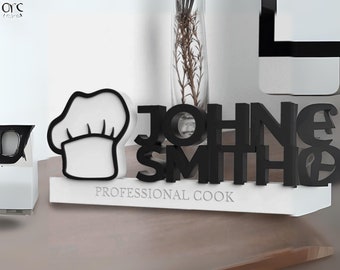 Personalisiertes Küchenchef-Schild – handgefertigtes Namensschild aus Holz – Küchendekoration – Geschenkidee