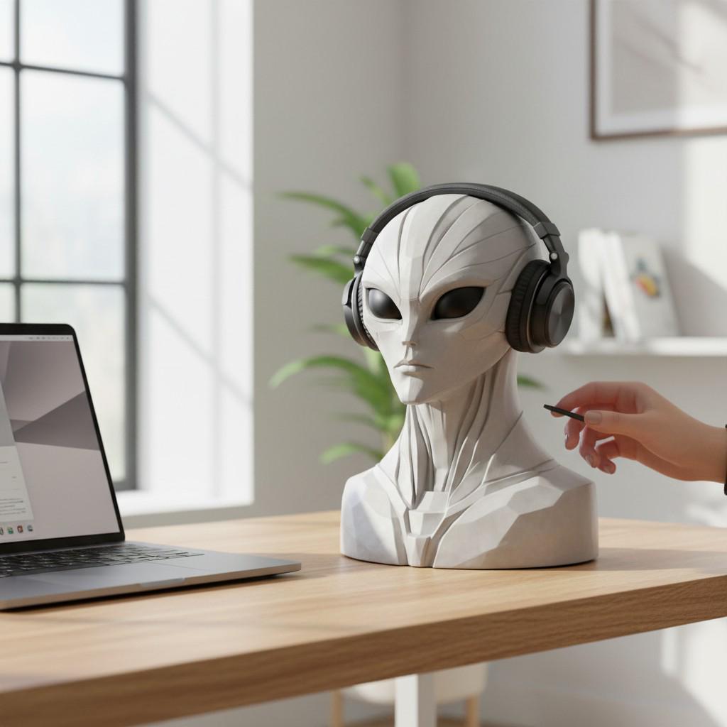 Headphone Stand Alien Bust, Sci Fi Headset Holder, Gamer Desk Decor - Etsy