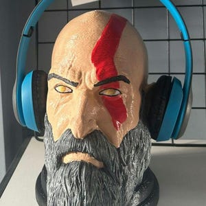 Kratos Headphone Holder, 3D Printed God of War Gaming Accessory