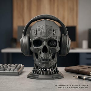 Mechanischer Schädel-Headset-Halter, Ausstellungsständer für Audiogeräte, Geeky Sci-Fi-Raumdekor