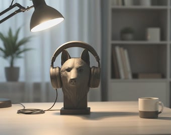 3D gedruckter Wolf-Kopfhörerständer, Tier-Schreibtischdekor, Gaming-Headset-Halter