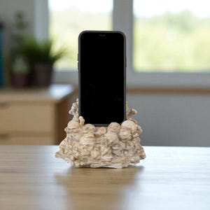 Telefoonhouder beentroon, schedelstandaard bureauorganizer, gotische telefoonhouder