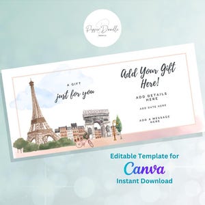 Buono modificabile - Parigi City Break - Stampabile - Personalizza - Buono regalo digitale - Biglietto a sorpresa - Carta d'imbarco - Buono regalo