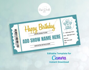 Stand Up Comedy Birthday Gift Voucher: Editable Digital Gift (Canva Template)