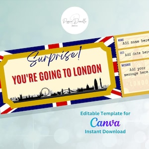 Bearbeitbarer Gutschein - London City Break - Druckbar - Personalisieren - Digitaler Geschenkgutschein - Überraschungsticket - Bordkarte - Geschenkgutschein