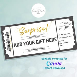 Vale de regalo sorpresa editable con temática de coche/conducción - Personalizable - Vale de regalo digital - Vale para un día de conducción en pista