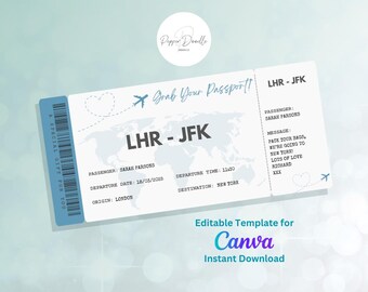 Editable Boarding Pass Template: Surprise Gift Ticket Template (Digital Download)