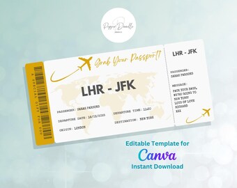 Editable Boarding Pass Template: Surprise Gift Ticket Template (Digital Download)