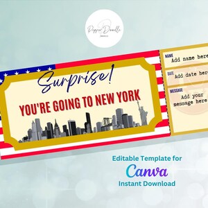 Editierbarer Gutschein - New York City Pause - Druckbar - Personalisieren - Digitaler Geschenkgutschein - Überraschungsticket - Bordkarte - Geschenkgutschein