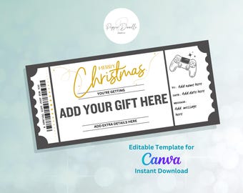 Gaming Christmas Gift Voucher: Editable Printable (Digital Download)