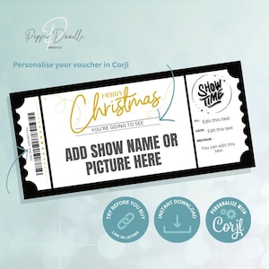 Bearbeitbarer Weihnachtsgeschenkgutschein - Theater-Musicalshow-Gutschein - Personalisieren - Digitaler Geschenkgutschein
