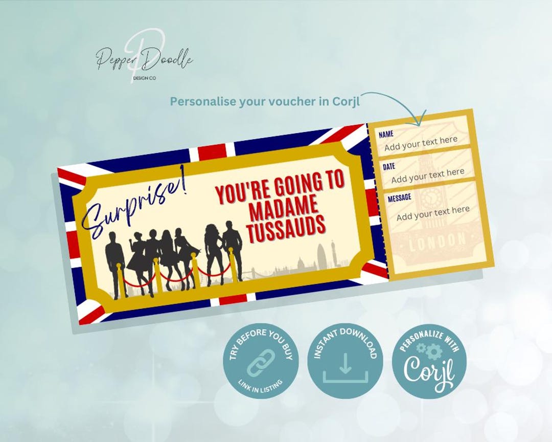 Editable Voucher London Madame Tussauds Printable Personalise Digital ...