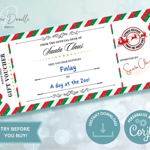Bearbeitbarer Weihnachtsgeschenkgutschein - Druckbarer Nikolausgutschein - Brief vom Weihnachtsmann - Personalisieren - Digitaler Geschenkgutschein - Feiertagsgeschenkgutschein