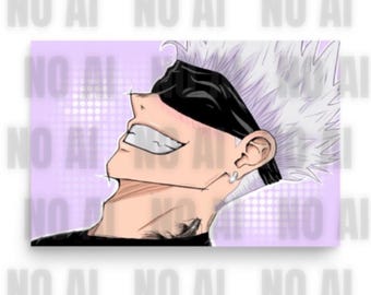 Satoru Gojo Fan Art Print Poster With Fish Tattoo & Purple Background | Jujutsu Kaisen JJK Inspired Wall Art Home Decor | Holiday Gift