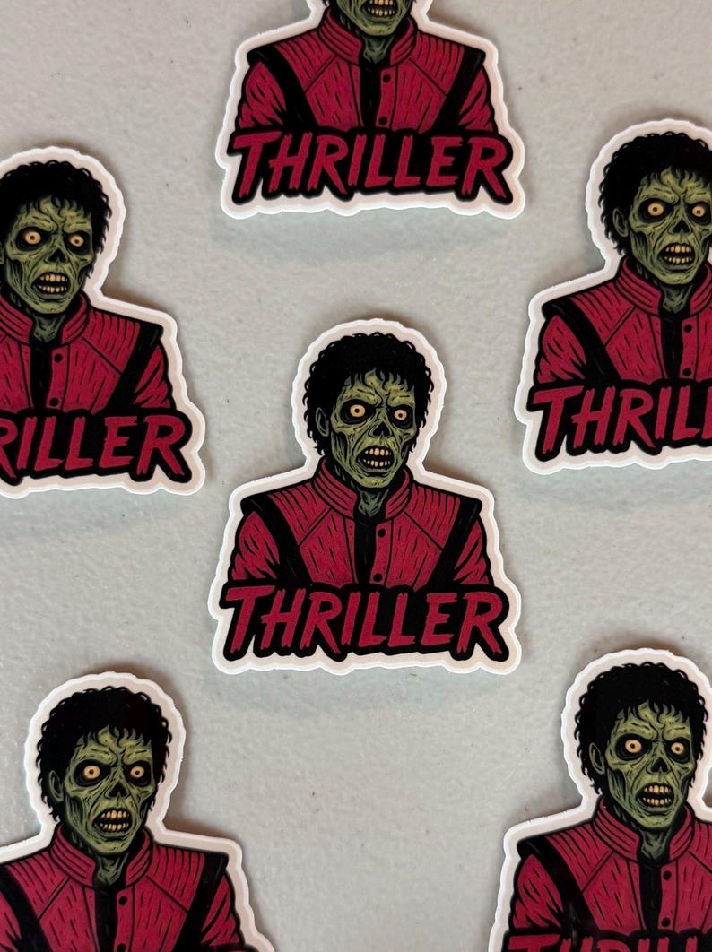 Michael Jackson Sticker, Zombie, Thriller, Michael Jackson, MJ, King of Pop, 80s, Laptop Stickers, Stickers, Pop Culture, Halloween, Horror zdjęcie 3