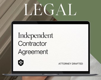 Independent Contractor Agreement Template | Freelancer Hiring Contract Attorney Drafted | Subcontractor Agreement for Small Business