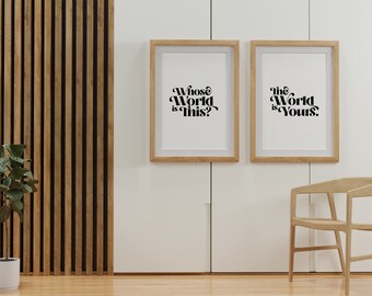 ¿De quién es este mundo? El mundo es tuyo. Póster de rap con cita de rap con impresión digital dual