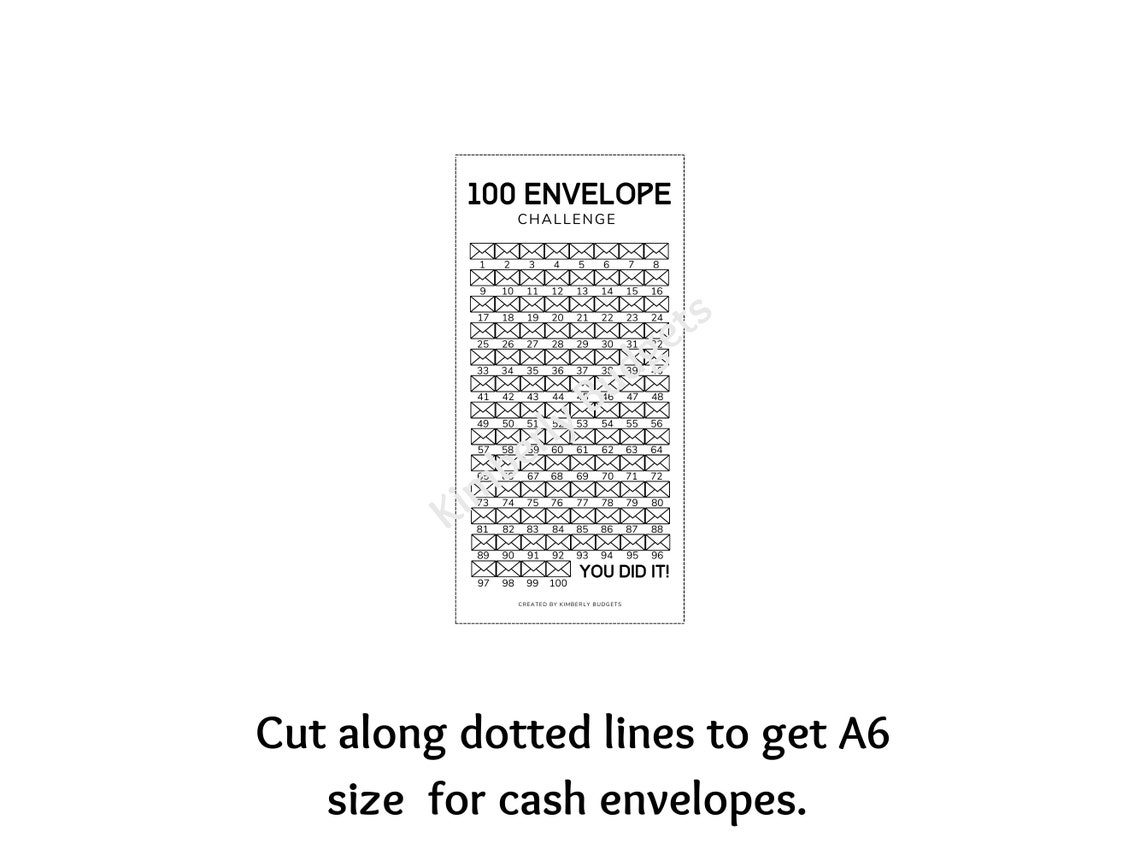100 Envelopes Savings Challenge 8 5X11 A6 Envelope Sized Etsy
