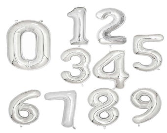 Silver 40'' Jumbo Number Balloons Birthday and Anniversary Balloon