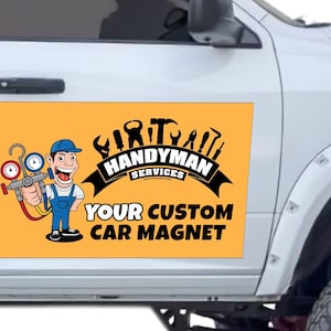 Custom Car Magnets Set of 2 | Personalized Car Door Sign | Business Logo Magnet | Magnetic Car Decal | Reusable Vehicle Sign