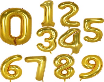 Gold 40'' Jumbo Number Balloons Birthday and Anniversary Balloon