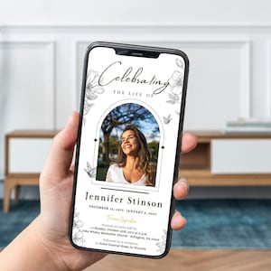 Electronic Funeral Announcement, Obituary Template, Electronic Funeral Invitation Template, Funeral Program, Obituary Program Template,Black