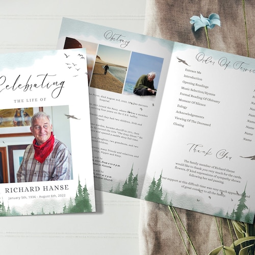 Freedom Of Bird Funeral Bundle Set, Editable Memorial Service Template, Funeral Template, Funeral Program, Celebration Of Life, shops Men Women
