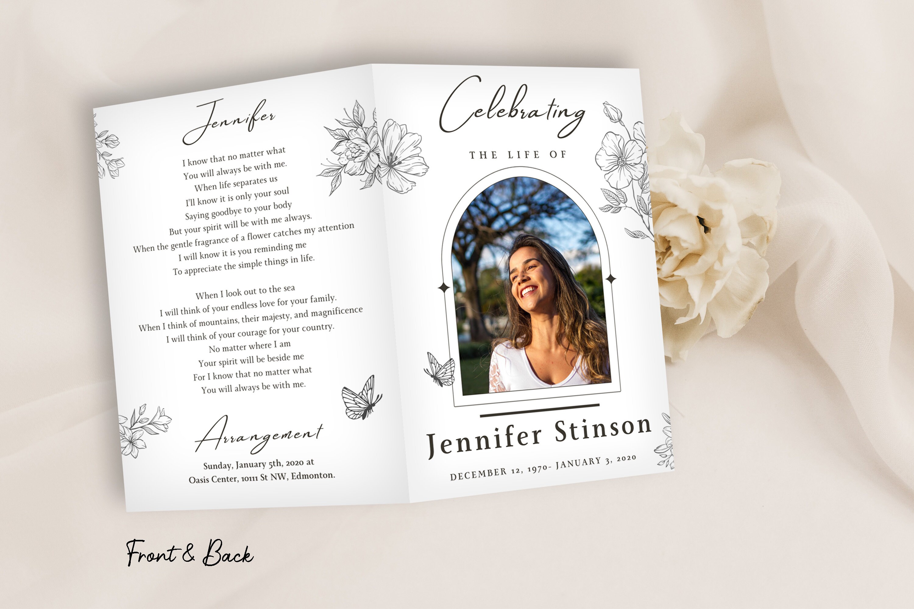 Obituary Template Editable Obituary Program Template Funeral Etsy