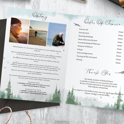 Freedom Of Bird Funeral Bundle Set, Editable Memorial Service Template, Funeral Template, Funeral Program, Celebration Of Life, shops Men Women